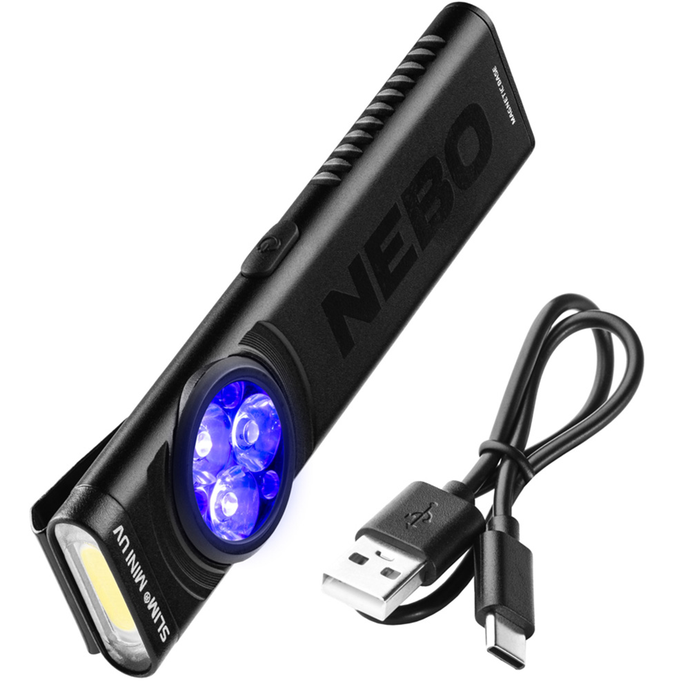 Nebo Slim Mini UV 150 Lumens Rechargeable Dual-Band UV and White EDC Pocket Light with Magnetic Base Image 3