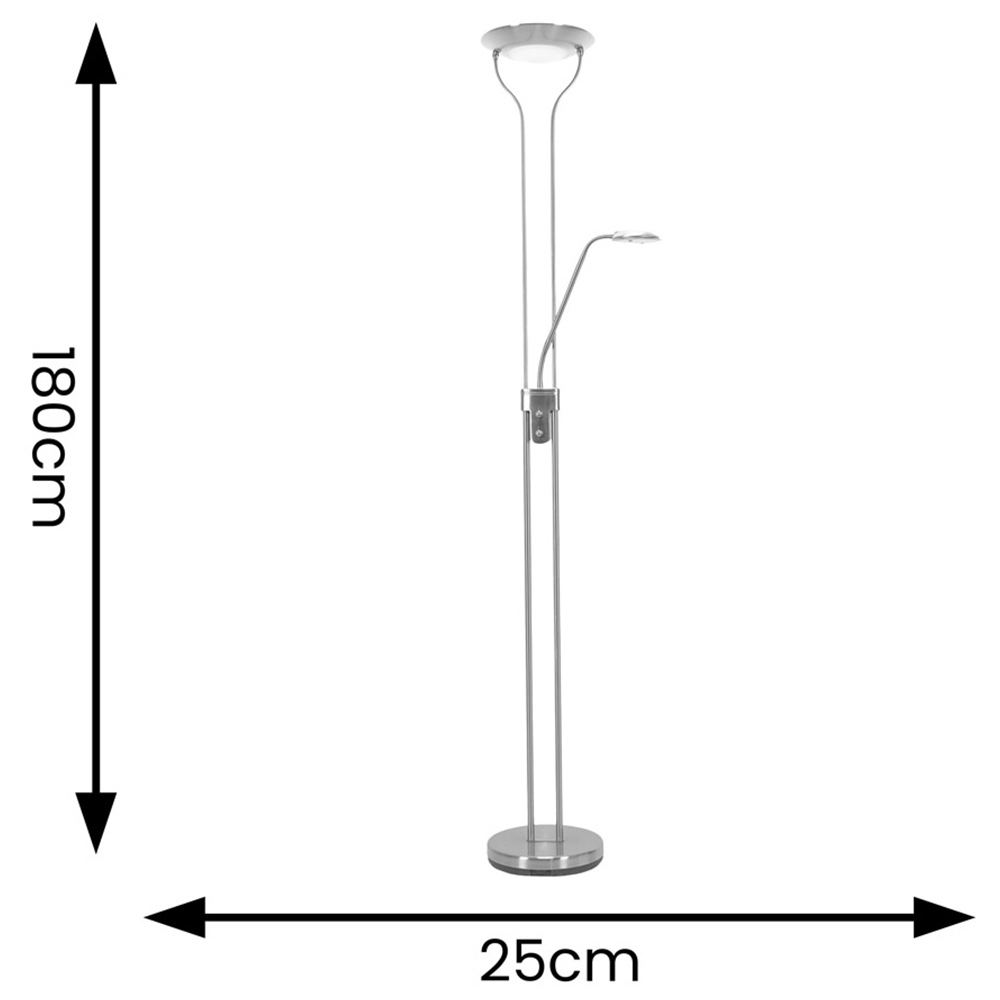 ValueLights Beata 2 Way Brushed Silver Dimmable LED Floor Lamp Image 7