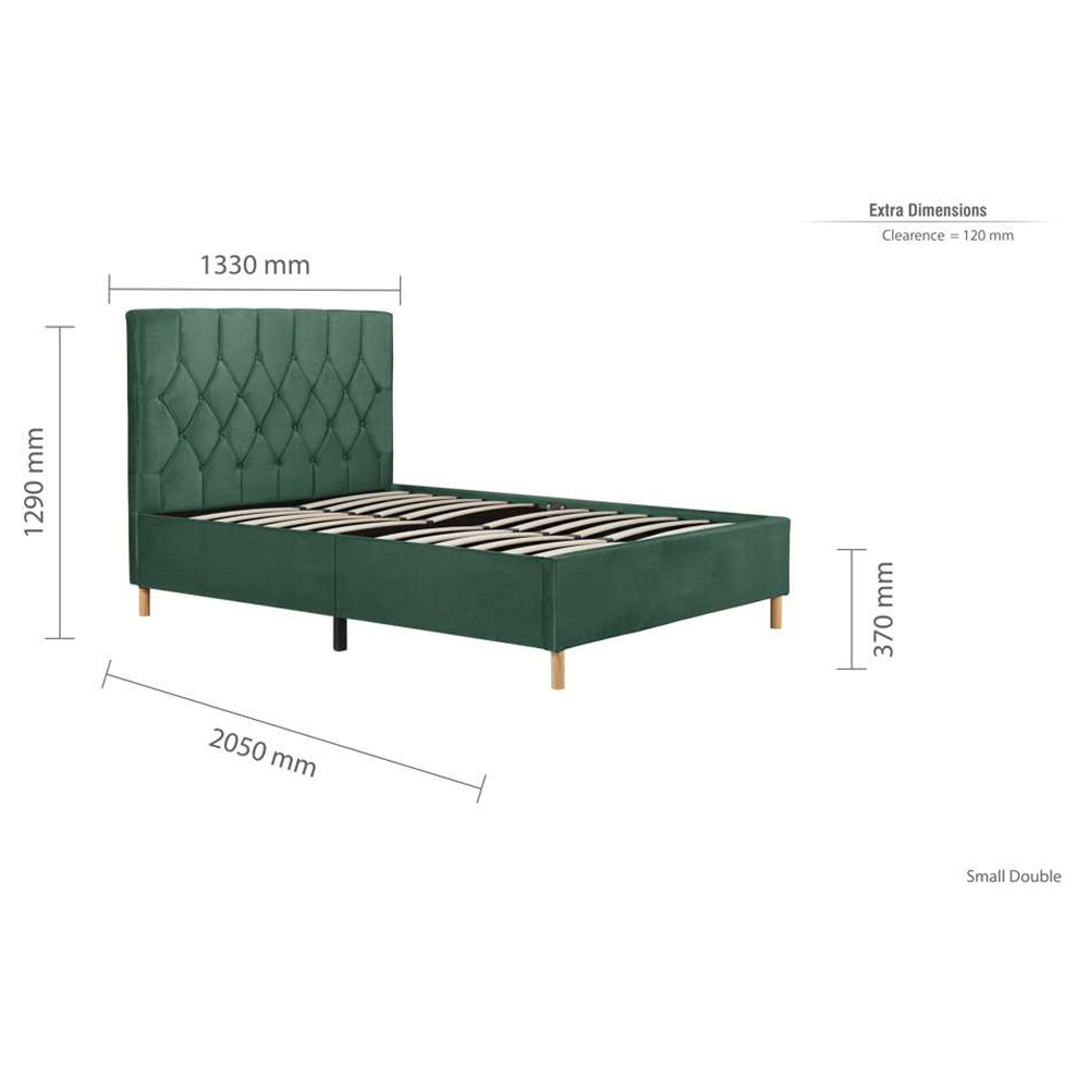 Loxley Small Double Green Fabric Bed Image 7