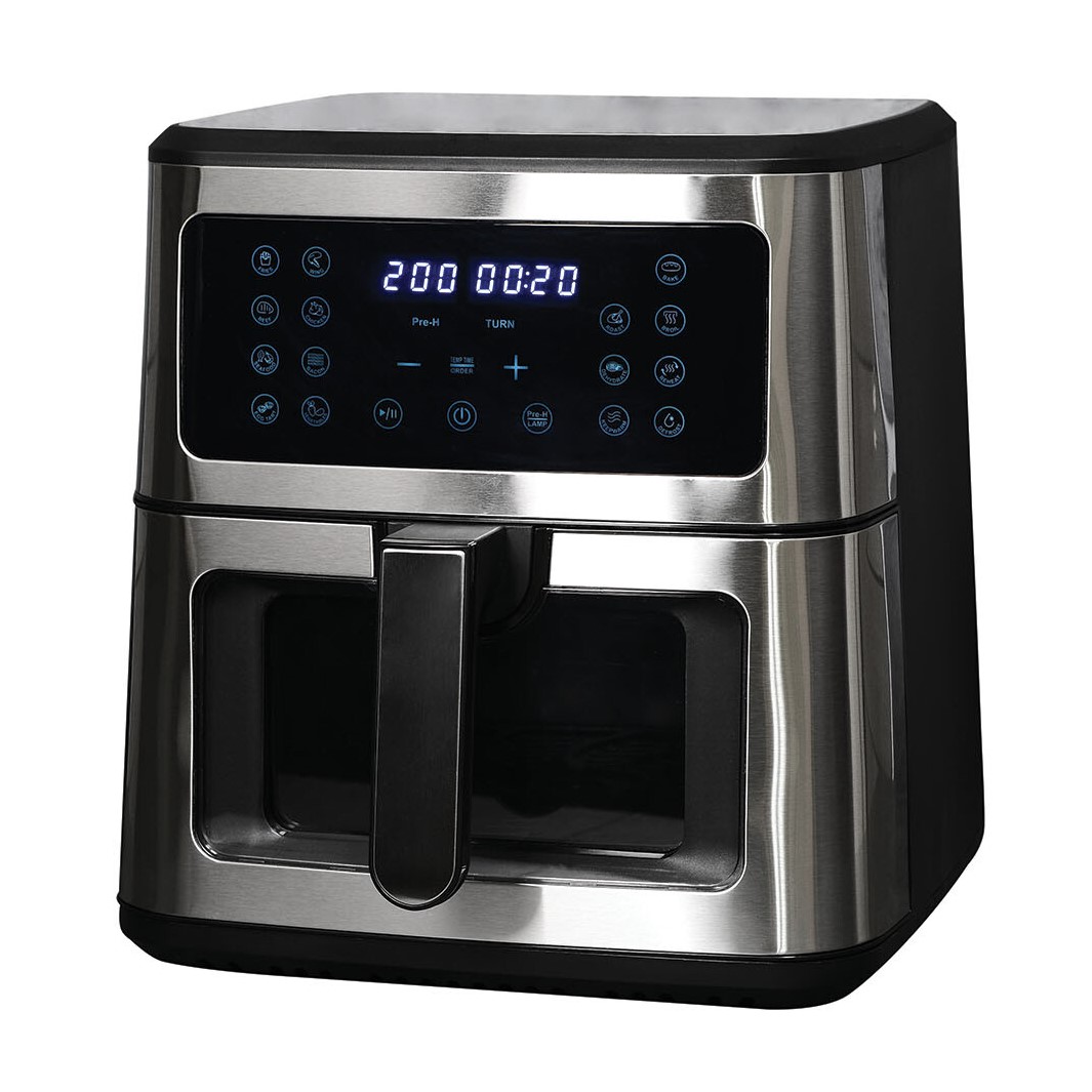 Digital Air Fryer with Drawer 8L - Silver and Black Image 1