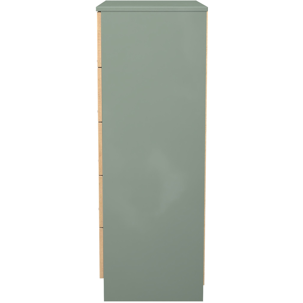Crowndale Java 5 Drawer Slatt Effect and Reed Green Chest of Drawer Image 3
