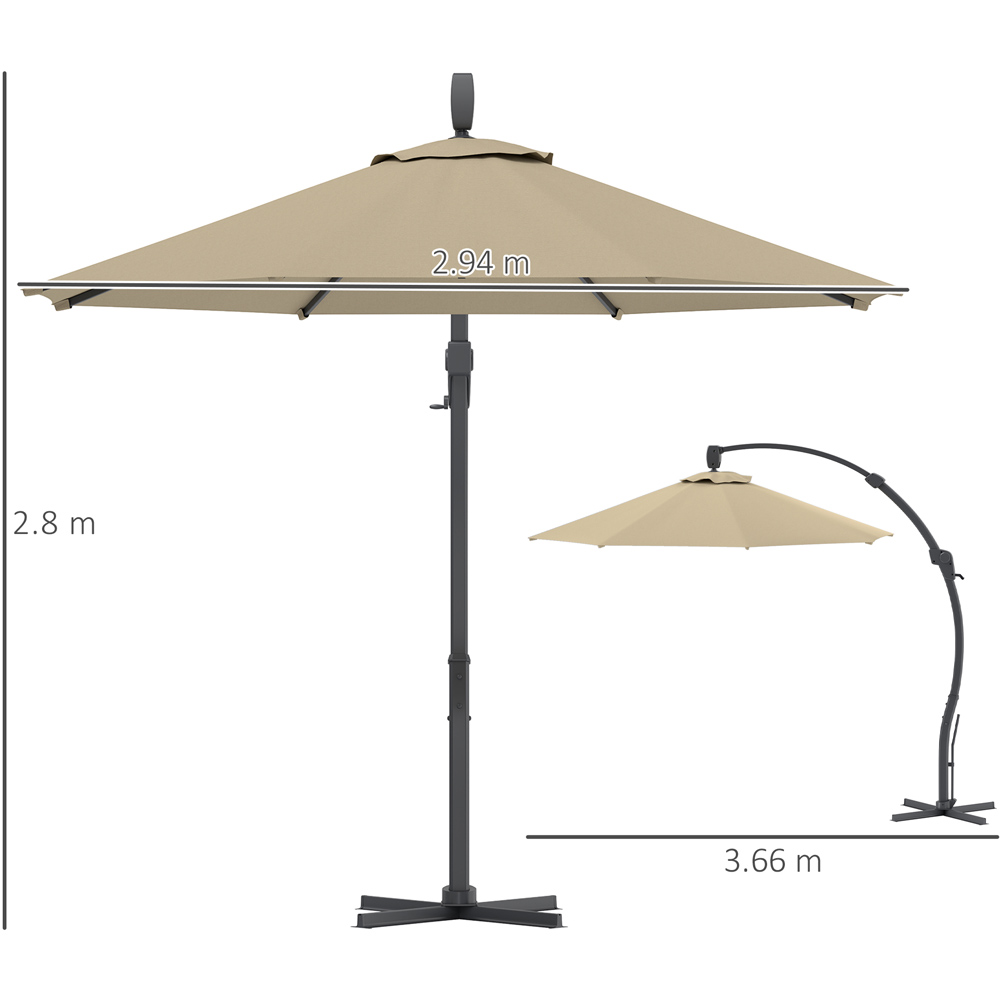 Outsunny Khaki Crank and Tilt Cantilever Parasol 3m Image 9