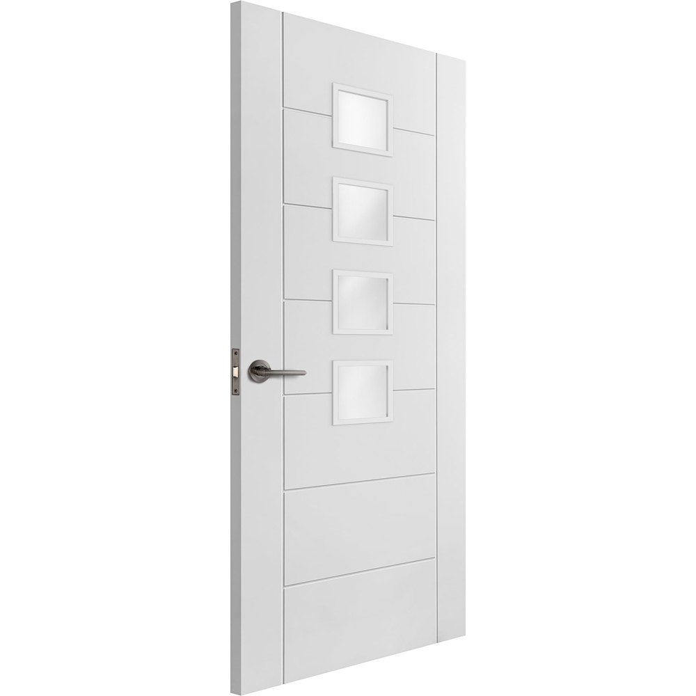 Pedrena White Primed 7 Panel 4 Light Obscure Glass Internal Door 1981 x 838 x 35mm Image 3