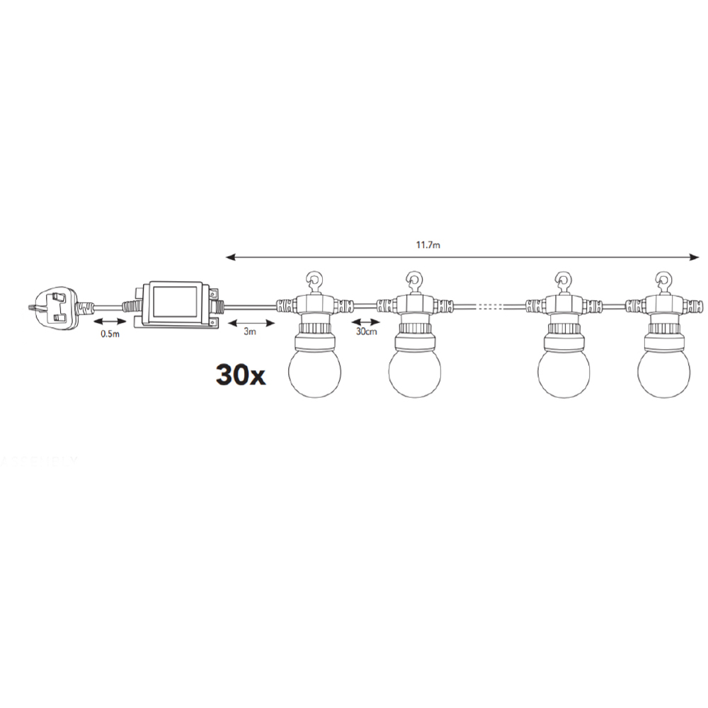 ValueLights 30 Bulb Festoon Multicoloured LED Garden String Light Image 6