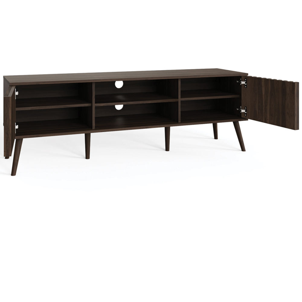 GFW Rowan 2 Door 2 Shelf Walnut Slatted TV Unit Image 3