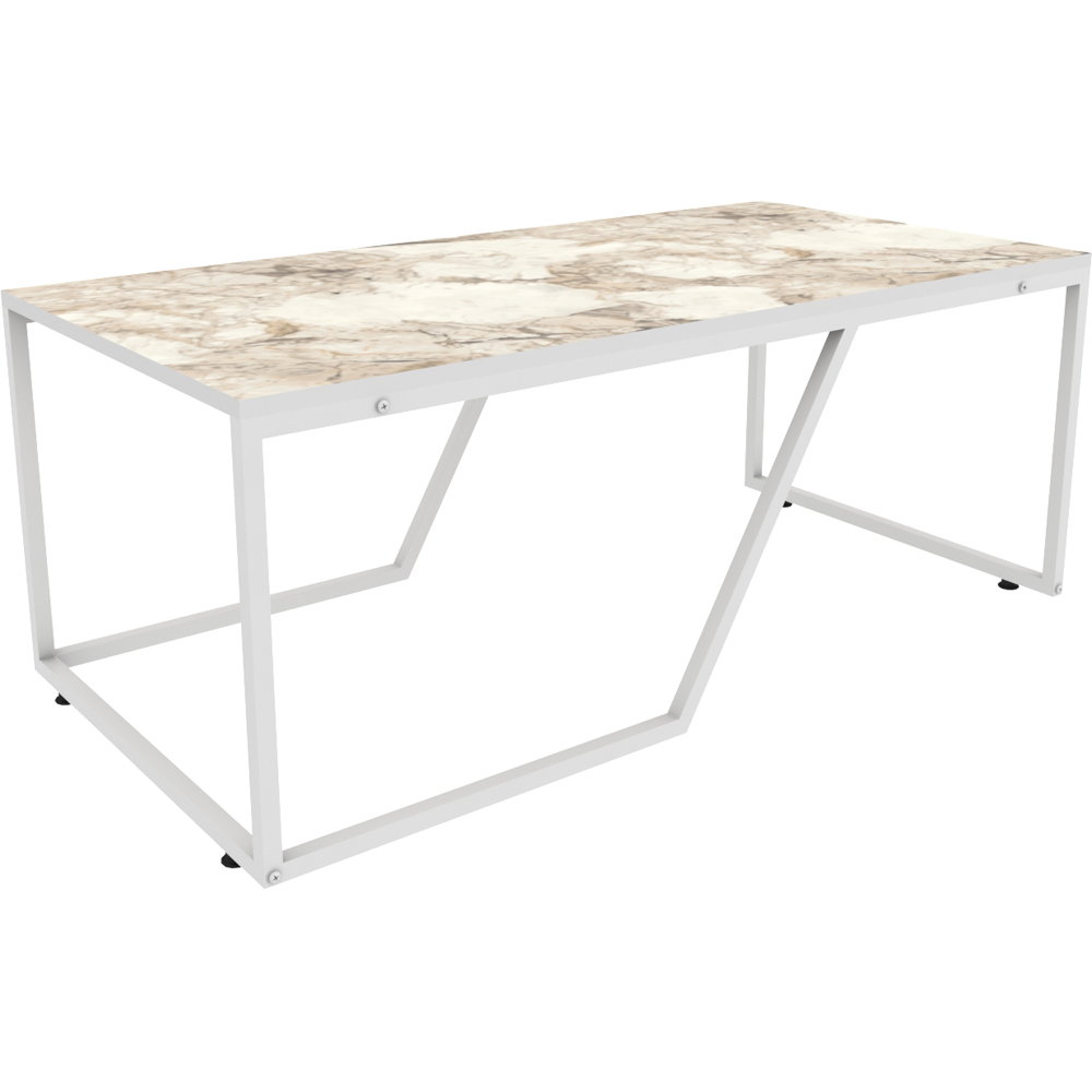 Decorotika Wendy White Marble Effect Industrial Coffee Table Image 2
