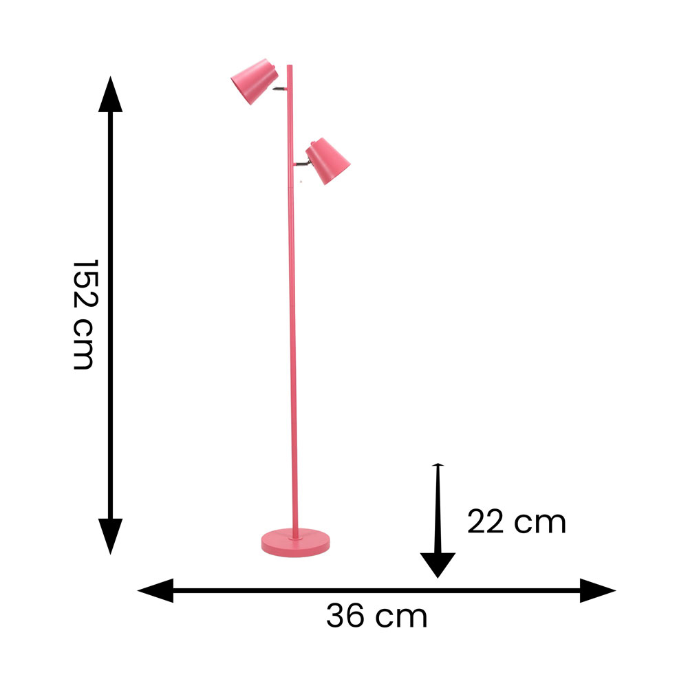 ValueLights Bibi Pastel Pink 2 Way Adjustable LED Floor Lamp Image 6