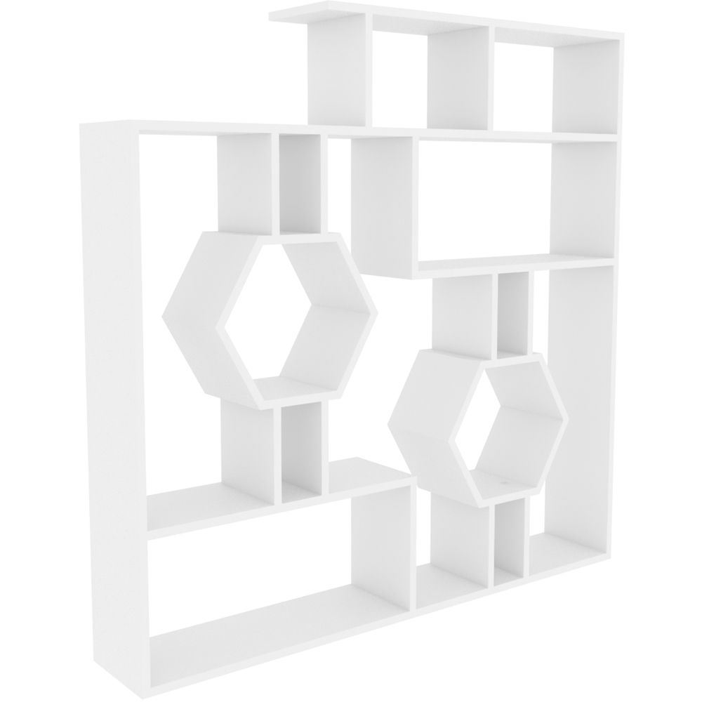 Decorotika Tamara White Geometric Unique Bookshelf Image 3