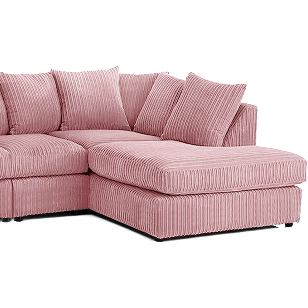 Luxor 4 Seater Pink Jumbo Cord Right Hand Facing Scatter Back L Shaped Corner Sofa Set Image 3