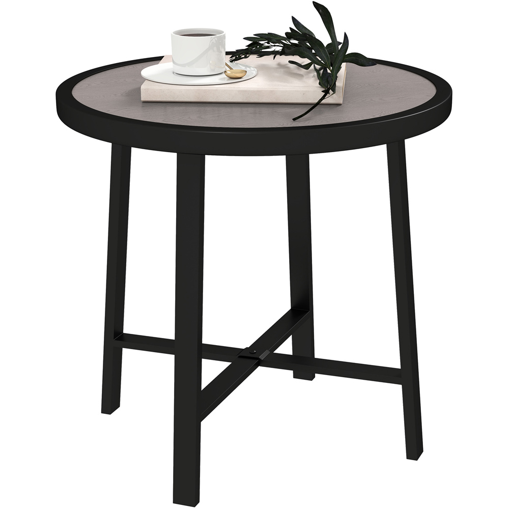 Outsunny Grey Wood Effect SPC Tabletop Round Garden Coffee Table Image 2