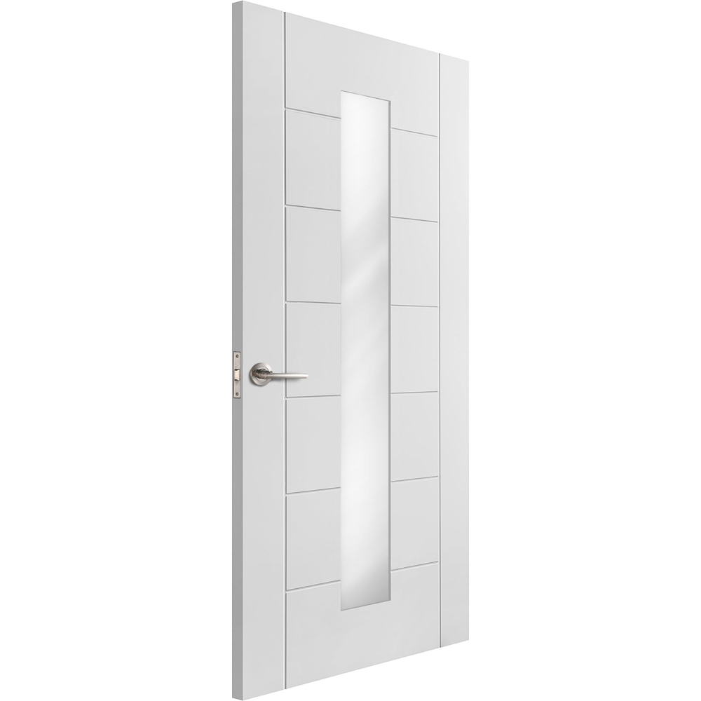 Pedrena White Primed 7 Panel 1 Light Clear Glass Internal Door 1981 x 762 x 35mm Image 3