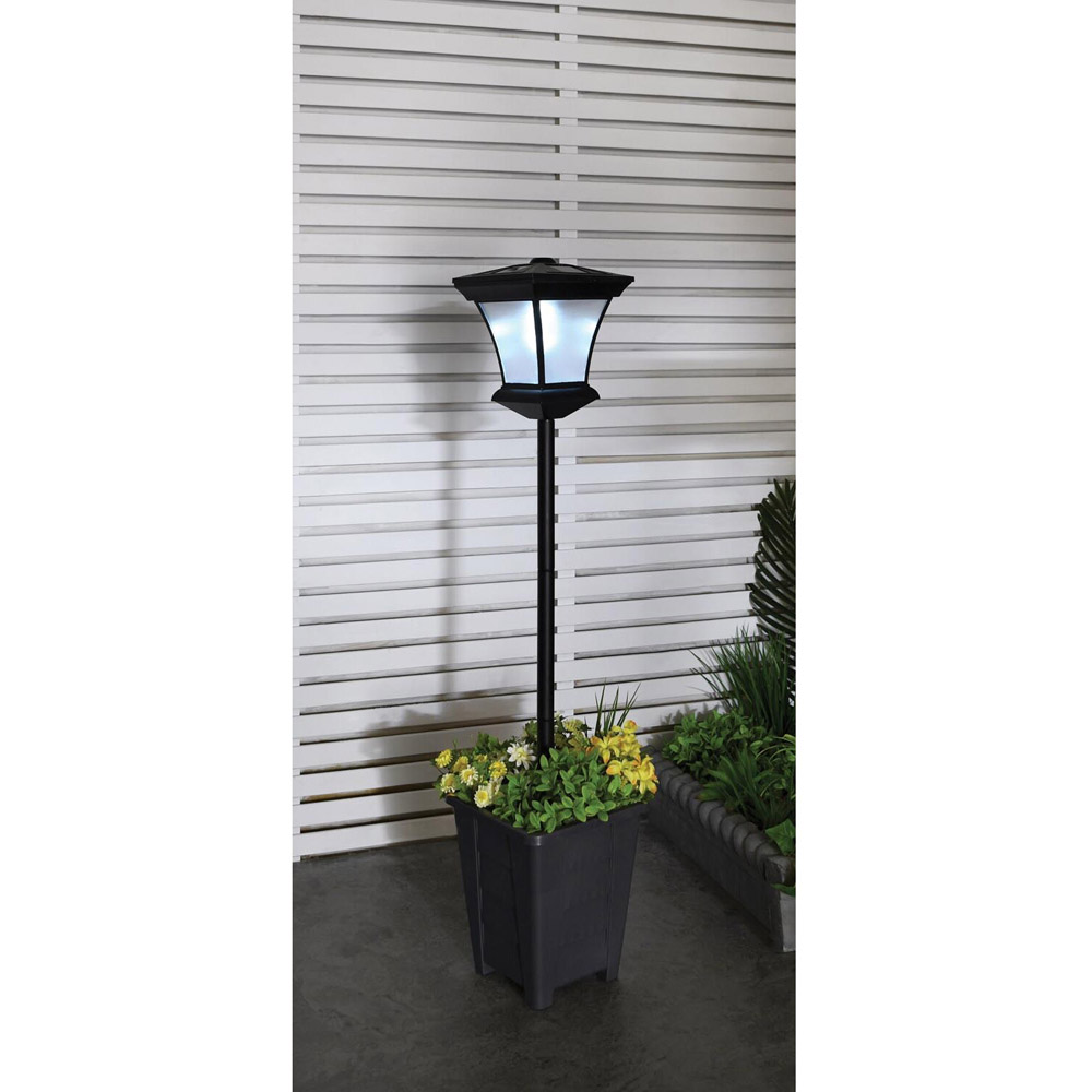 Solar Post With Plant Pot - Black Image 2
