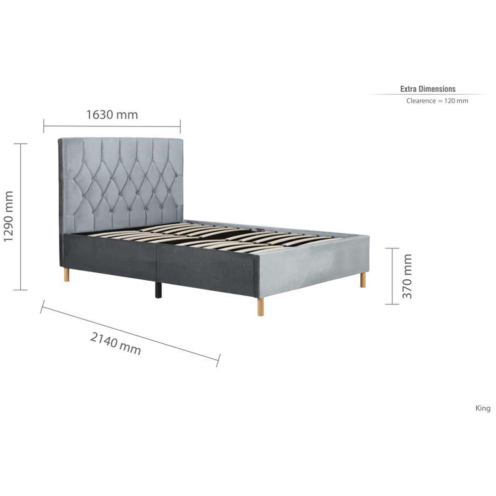 Loxley King Size Grey Fabric Bed Image 9