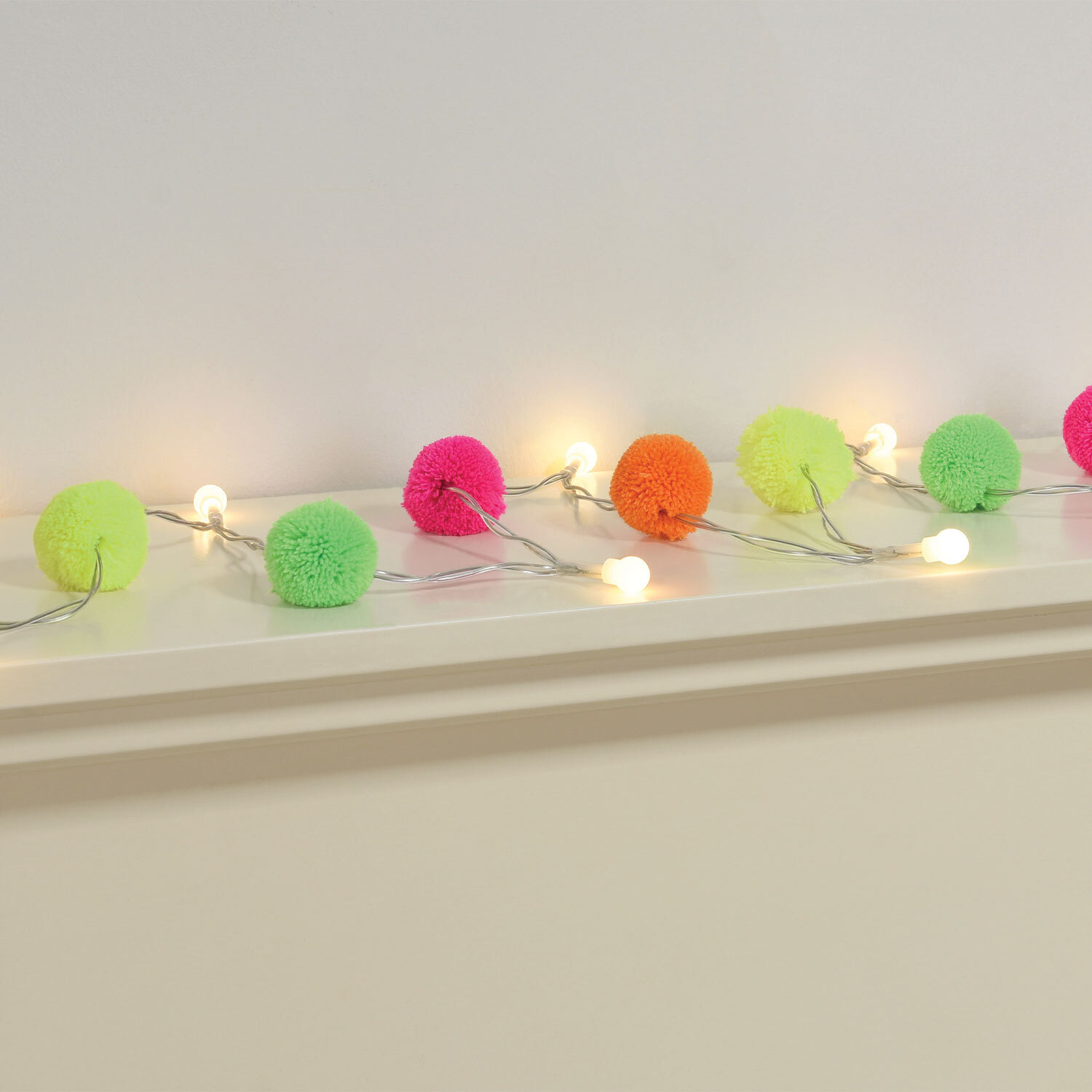 20 LED Neon Pom Pom String Light - Multicolour Image 4