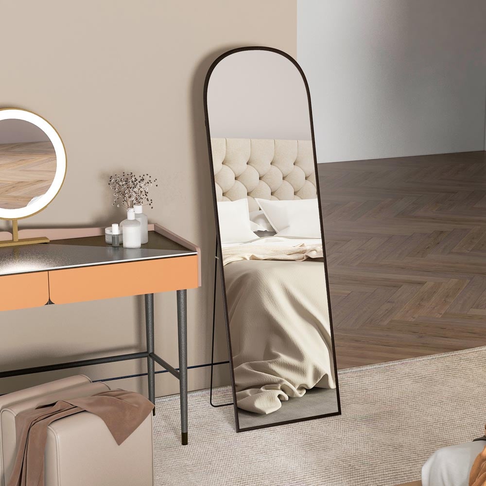 Portland Black Frame Aluminium Alloy Full Length Floor Mirror 161.5 x 50cm Image 4