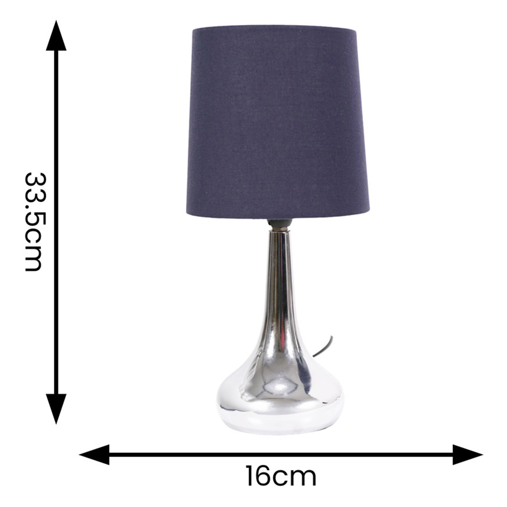 ValueLights Teardrop 2 Pack Navy Shade Chrome Touch LED Table Lamp Image 5