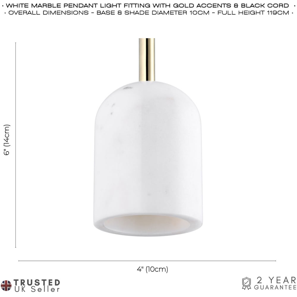 Happy Homewares White Marble Scandinavian Design Black Fabric Cable Pendant Lamp Fitting Image 6