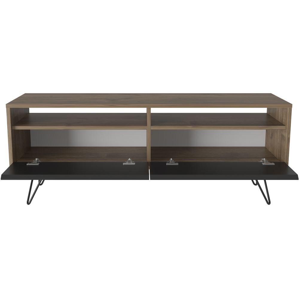 Decorotika Flay 2 Door 2 Shelf Walnut and Black TV Unit Image 8