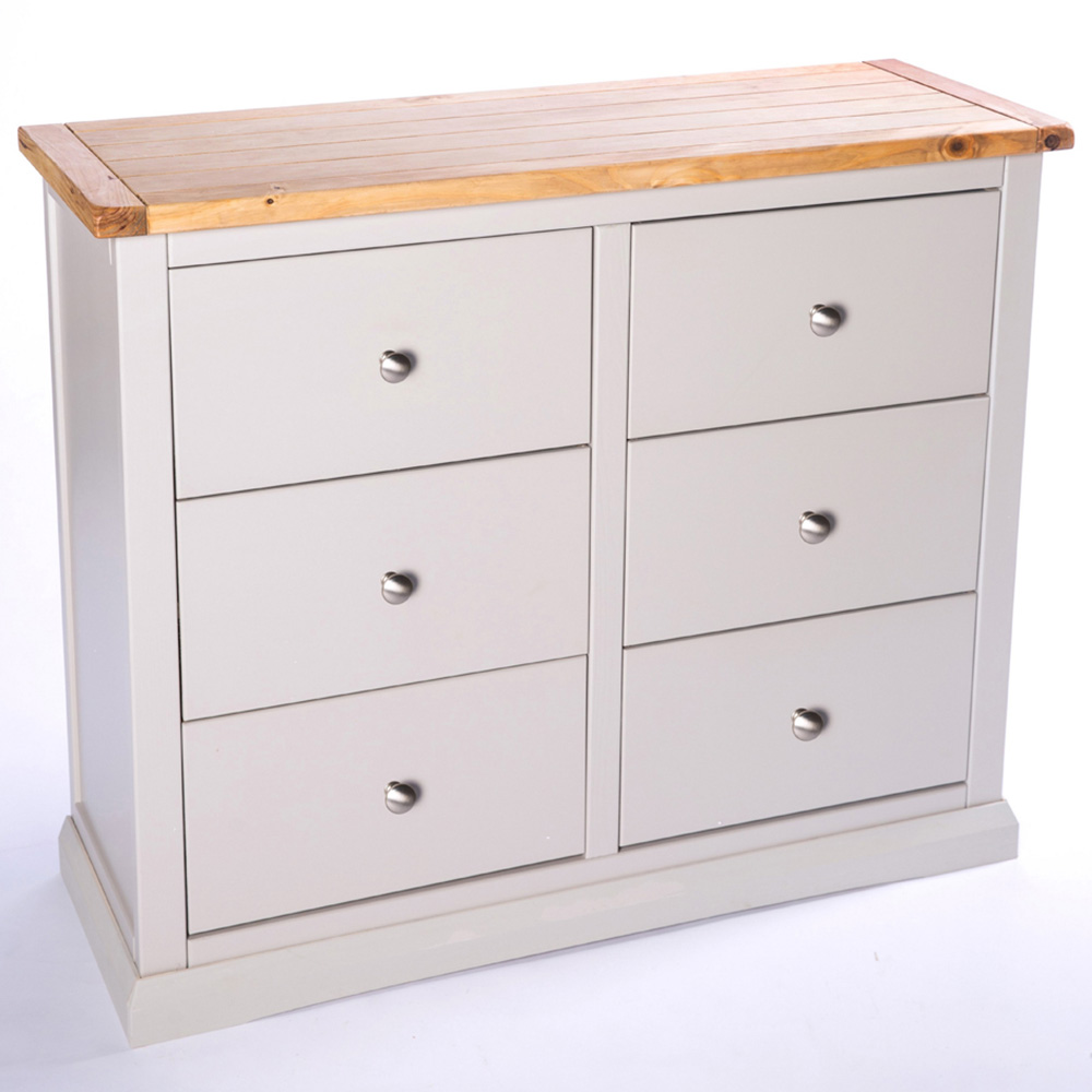 Cabinet Bits Loreo 6 Drawer Grey Chrome Knob Chest of Drawers Image 4