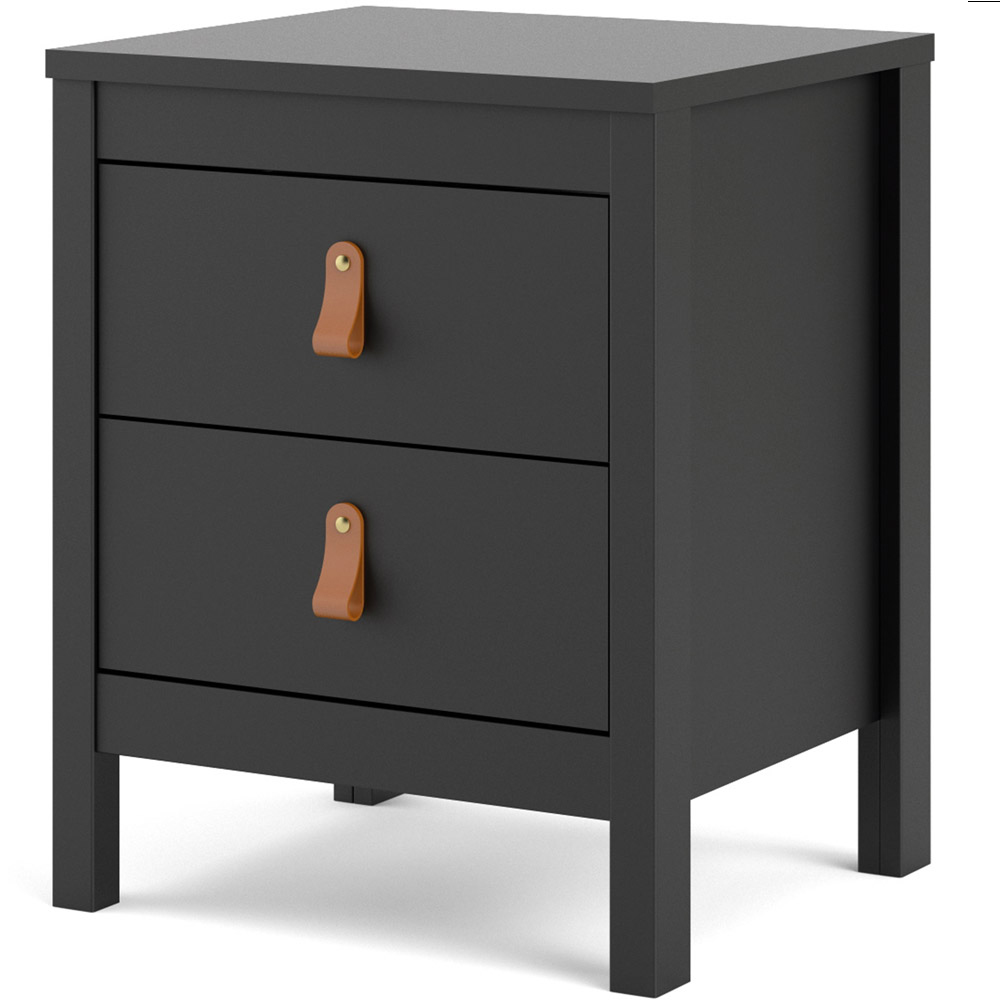 Florence Barcelona 2 Drawer Matt Black Bedside Table Image 3