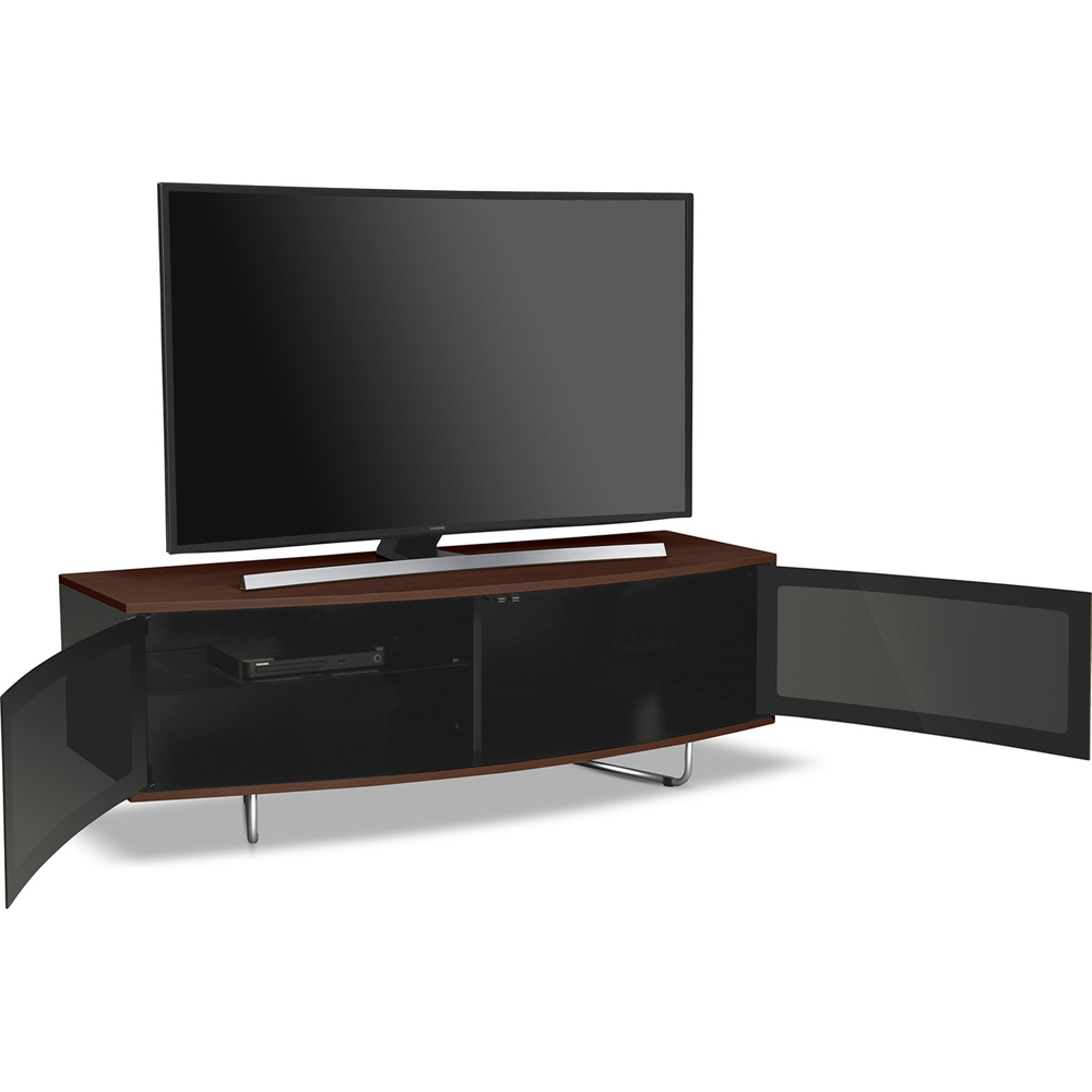 Centurion Supports Caru Gloss Black and Walnut 2 Door TV Unit Image 6