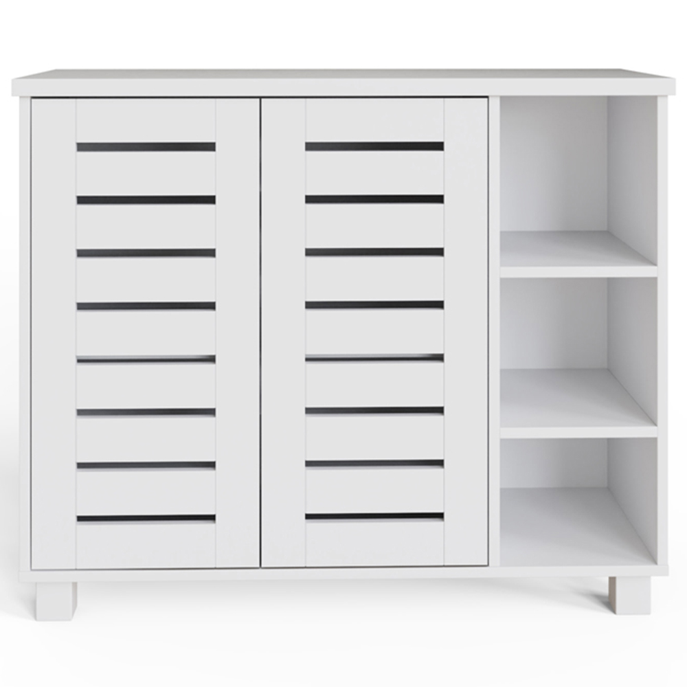 GFW Bodie 2 Door 4 Shelf White Shoe Cabinet Image 4