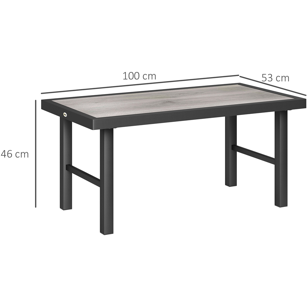 Outsunny Grey Wood Effect Garden Coffee Table Image 9