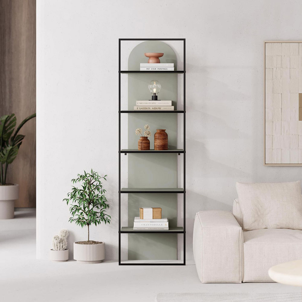 FWStyle Archy 5 Shelf Ash Green Two Tone Bookcase Image 3