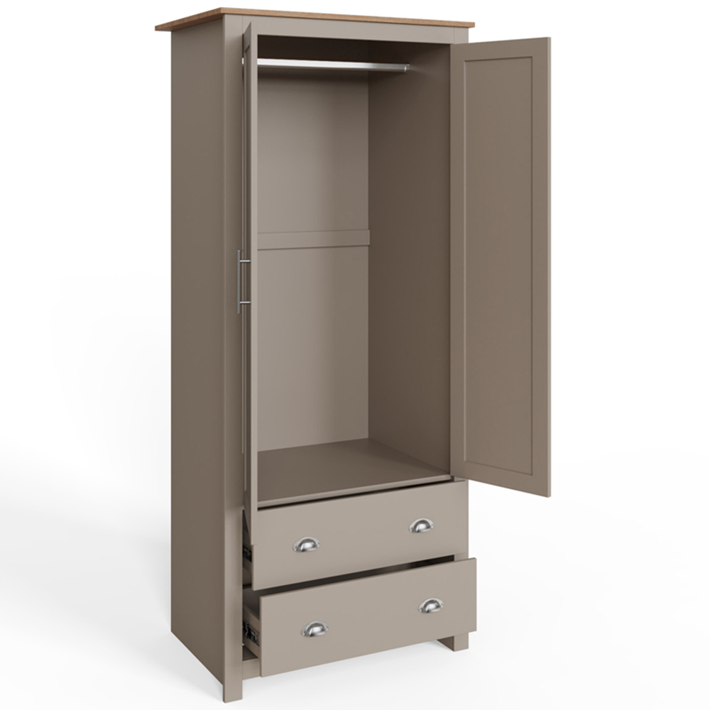 GFW Lancaster 2 Door 2 Drawer Grey Wardrobe Image 5