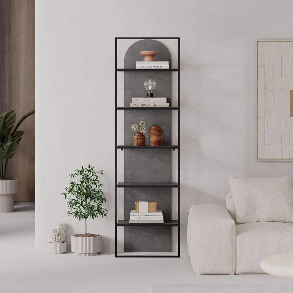 FWStyle Archy 5 Tier Grey Dual Tone Bookcase Display Unit Image 3