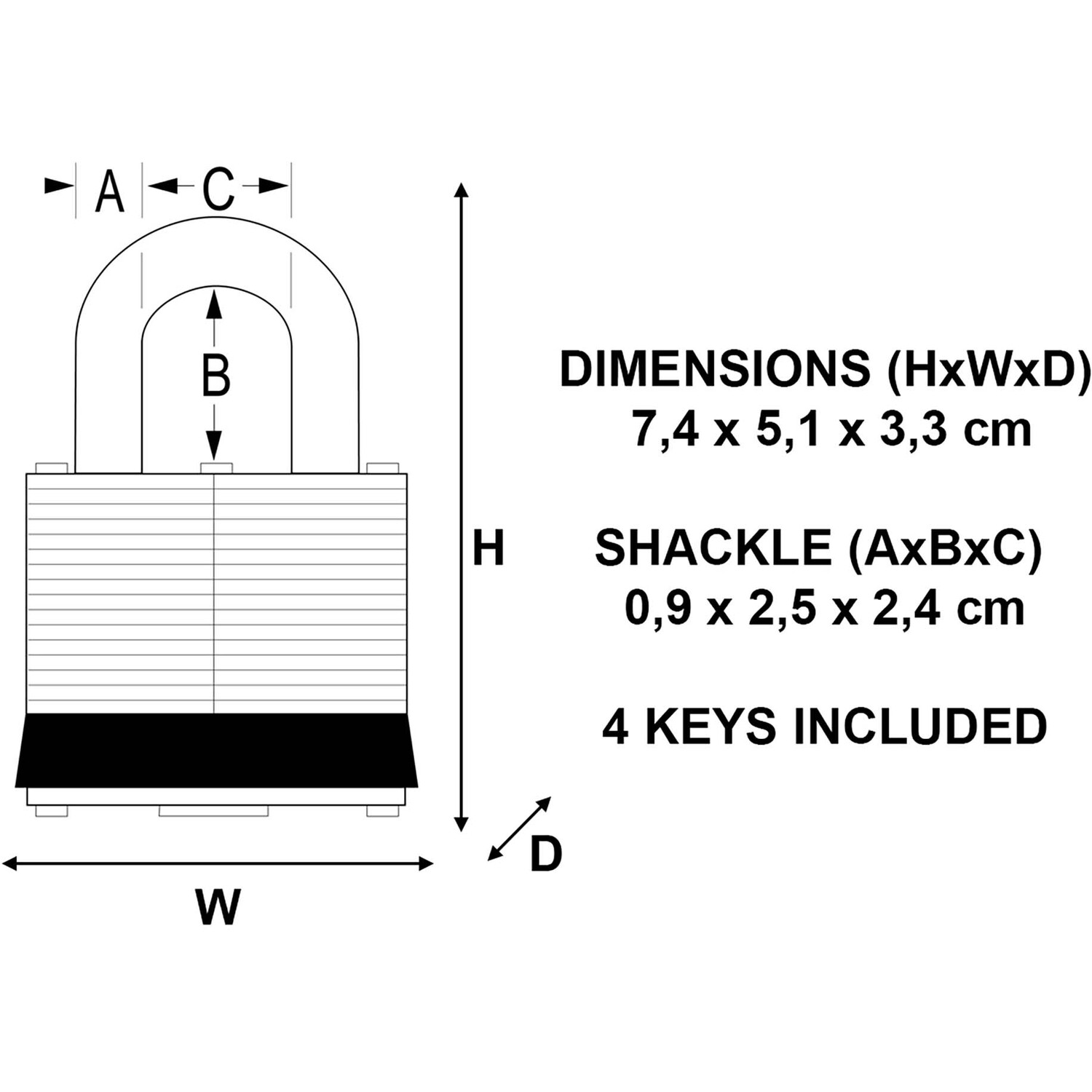 Master Lock Laminated Steel Padlock 51mm - Silver Image 5