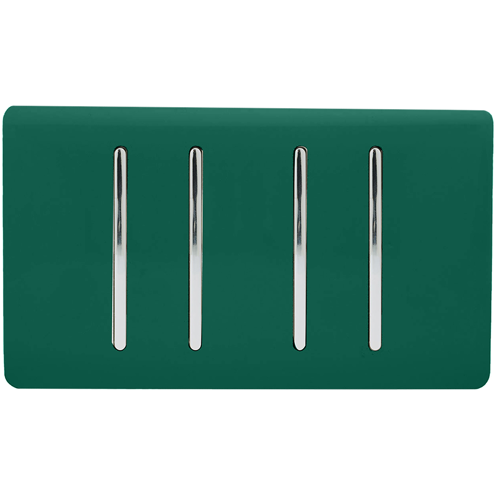 Trendi Switch 4 Gang 10amp 1 or 2 Way Dark Forest Green Light Switch Image 1
