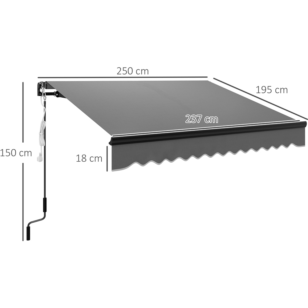 Outsunny Grey LED Electric Retractable Awning with Remote 2.5 x 2m Image 7
