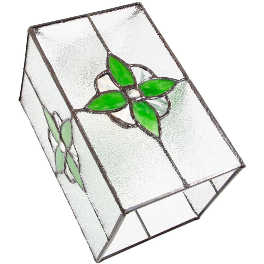 Happy Homewares Traditional Tiffany Style Clear Glass Pendant Shade with Green Panels Image 3