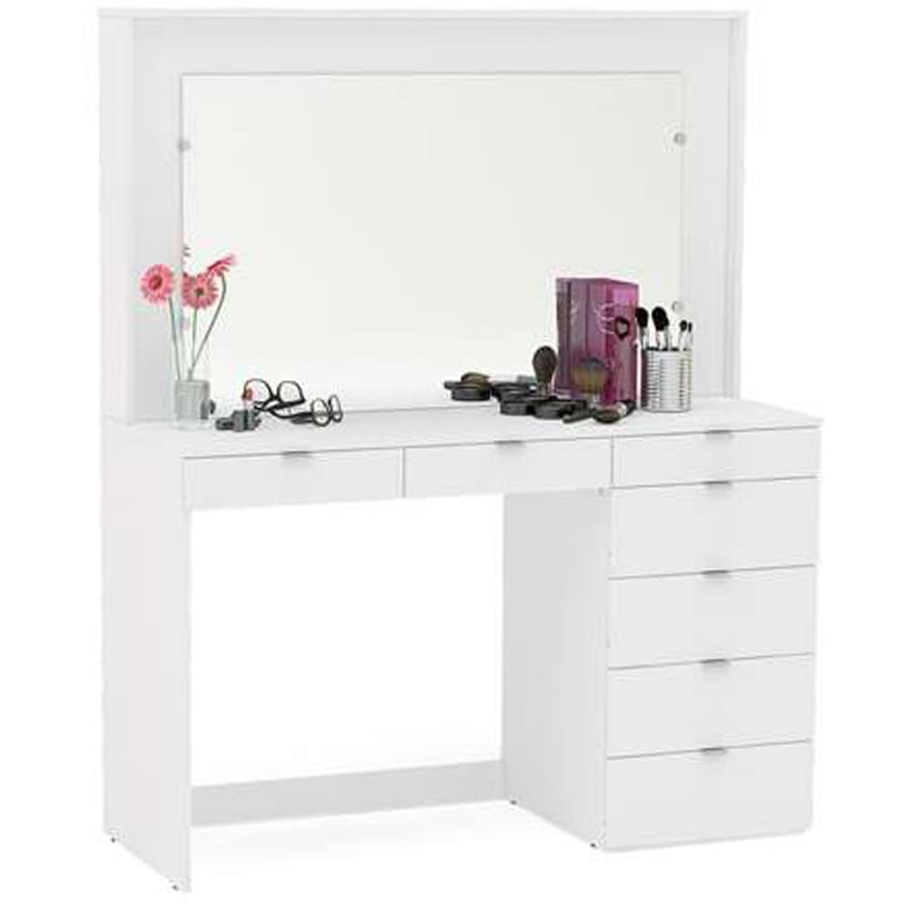Chloe 7 Drawer White Dressing Table with Mirror Image 5