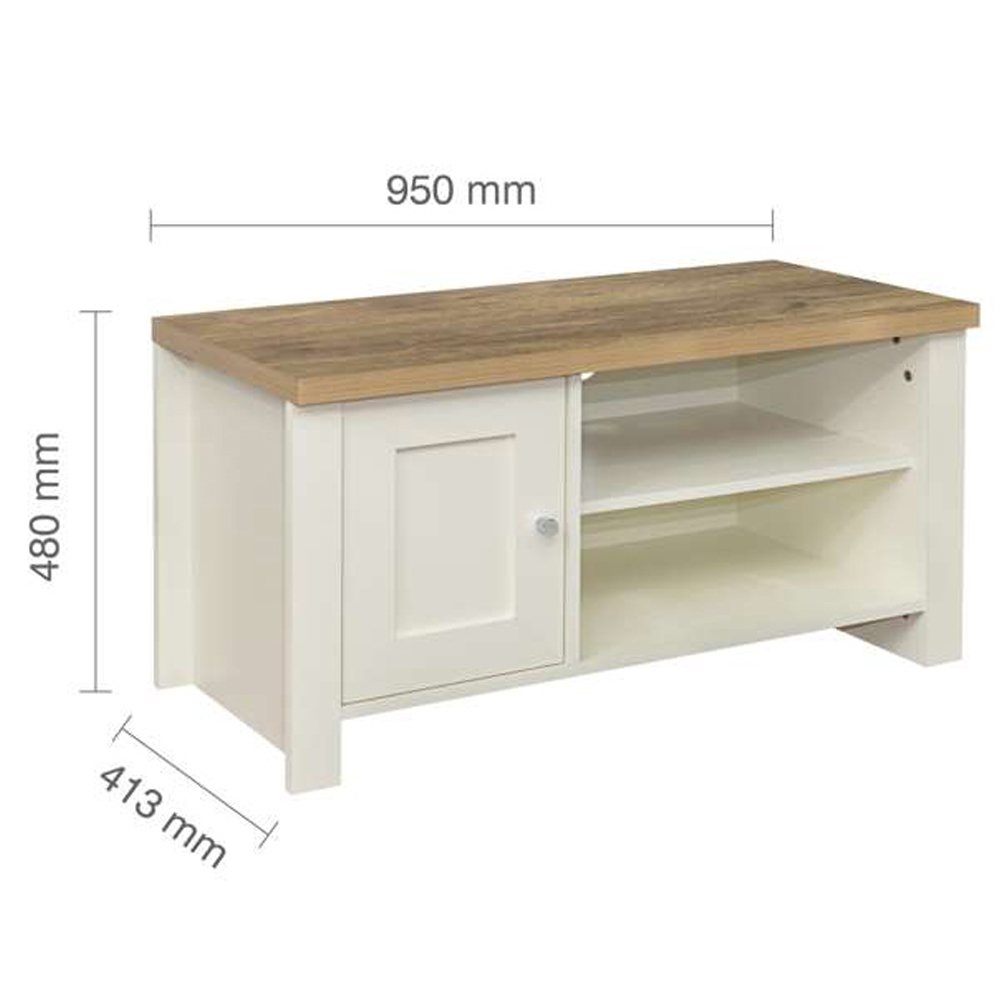 Highgate Single Door 2 Shelf Cream Oak Small TV Unit Image 7