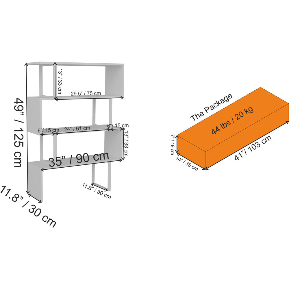 Decorotika Adriana 4 Shelf White Geometric Bookcase Image 5