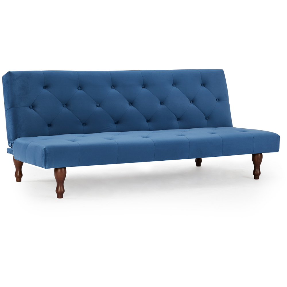 Home Detail Newell Small Double Sleeper Blue Velvet Sofa Bed Image 2
