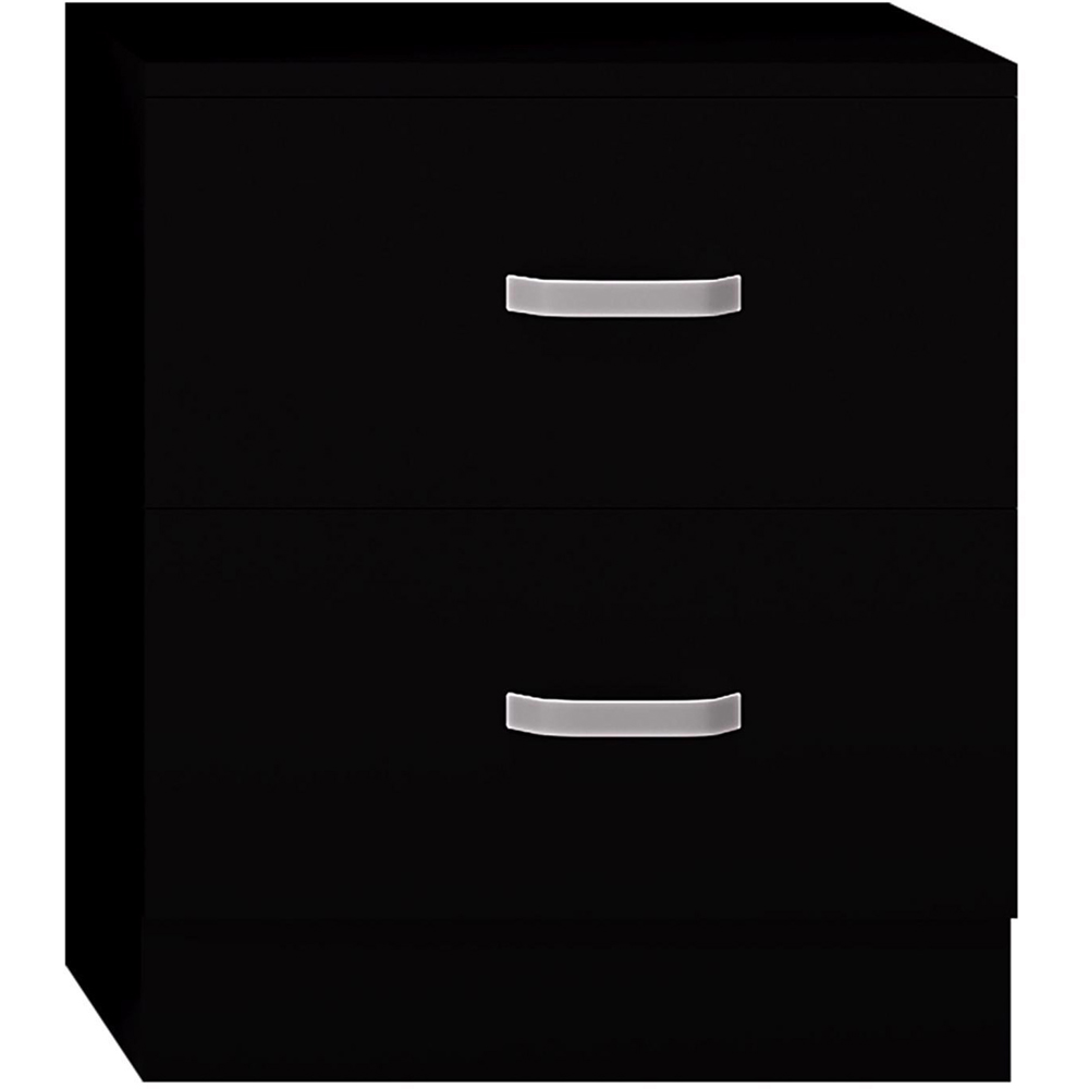 FWStyle Tunis 2 Drawer Matt Black Bedside Table Image 3