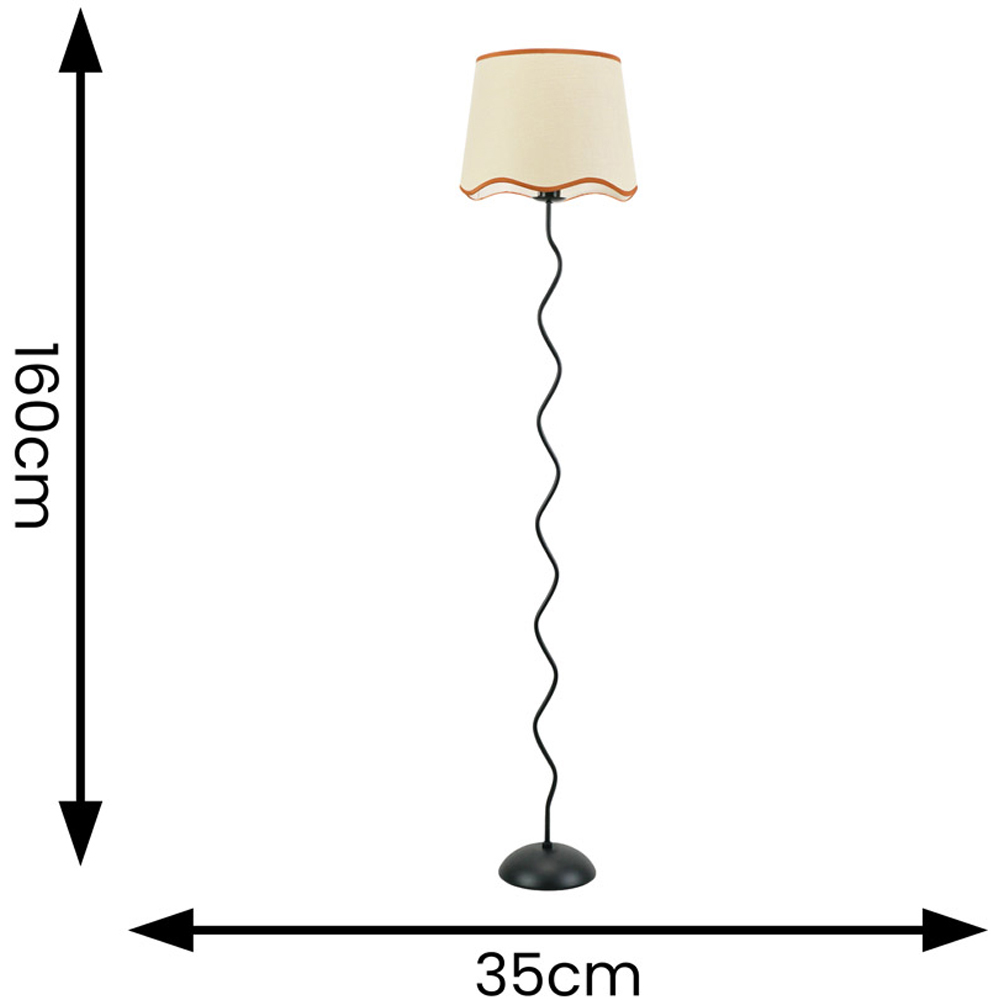 ValueLights Wiggle Scallop Rust Edge Shade Black Metal LED Floor Lamp Image 6