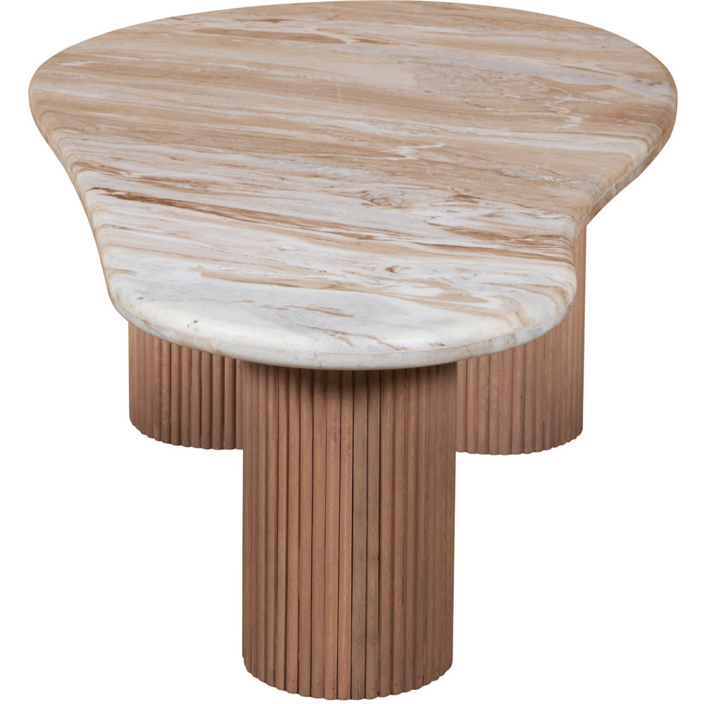 IH Design Bundi Natural Marble and Wood Pedestal Coffee Table Image 4
