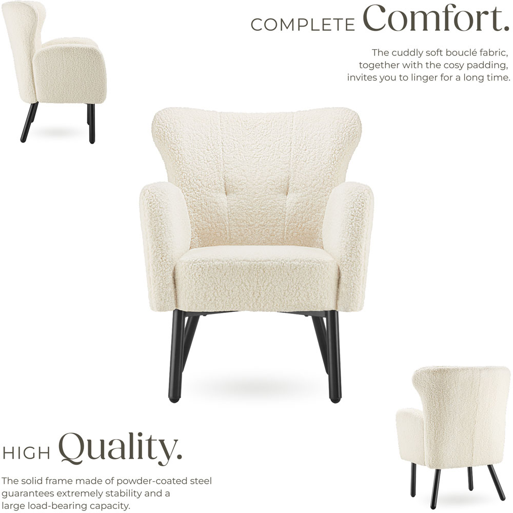Tectake Vanersborg Padded Boucle Armchair Image 3