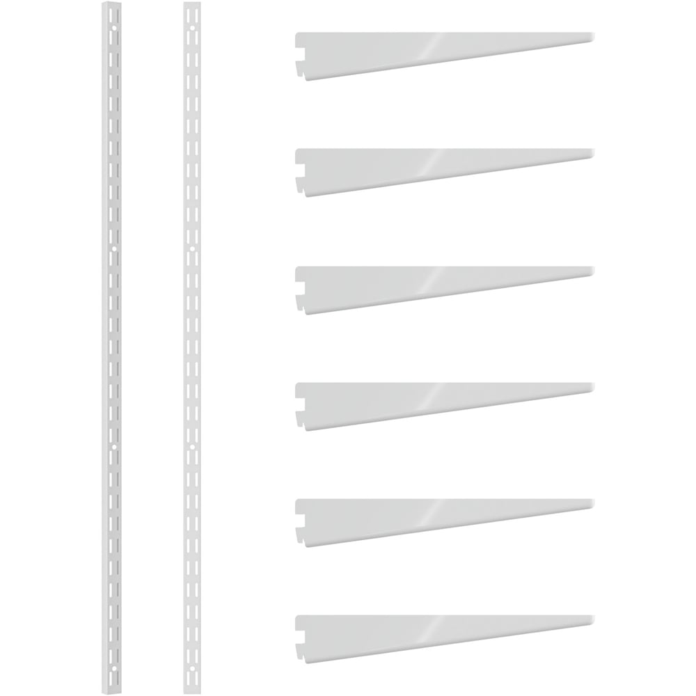 Rothley White Twin Slot Shelving Kit 10.5 inch Brackets and 78 inch Uprights Image 1