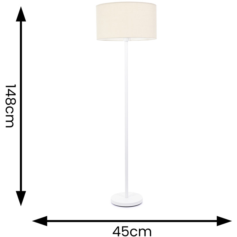 ValueLights Charlie Natural Drum Shade White Single Stem LED Floor Lamp Image 6