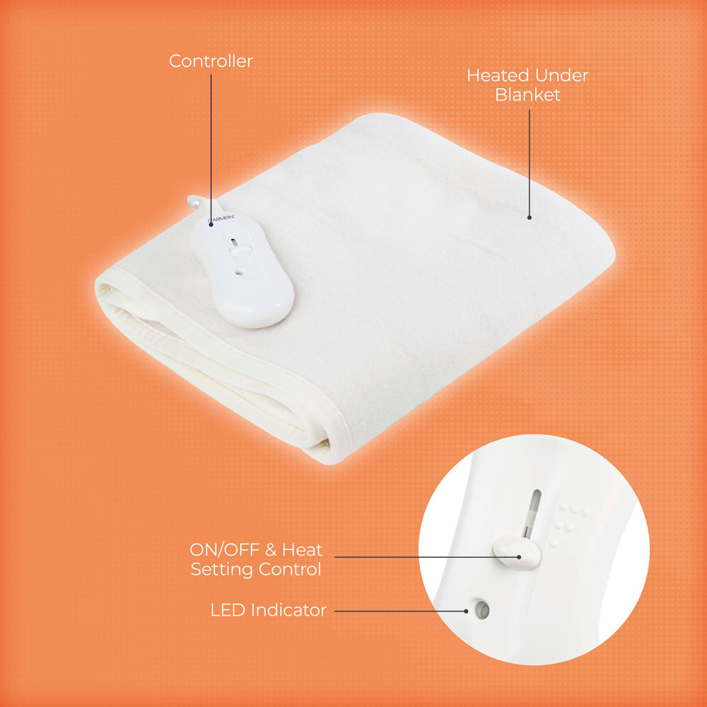 Carmen King Size White Heated Electric Under Blanket Image 7