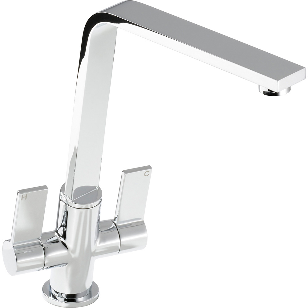 Linear Flair Chrome Dual Lever Mono Kitchen Tap Image 1