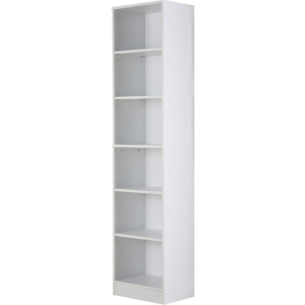 Home Source Clara 6 Shelf White Narrow Bookcase Image 2