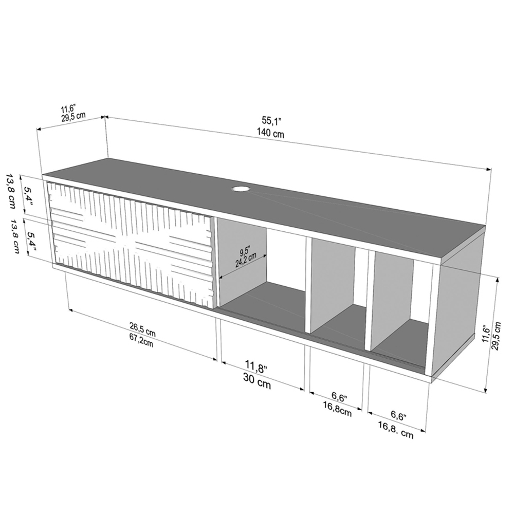 Decorotika Single Door 3 Shelf Black Marble and White Floating TV Unit Image 9
