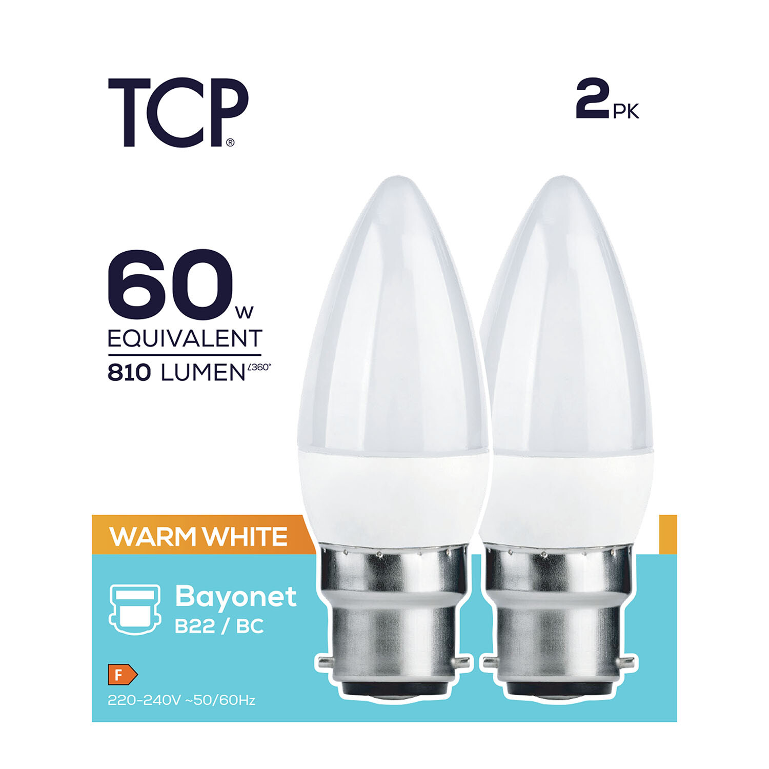 TCP LED Candle 810L B22 Warm White Bulbs - Warm White Image 2