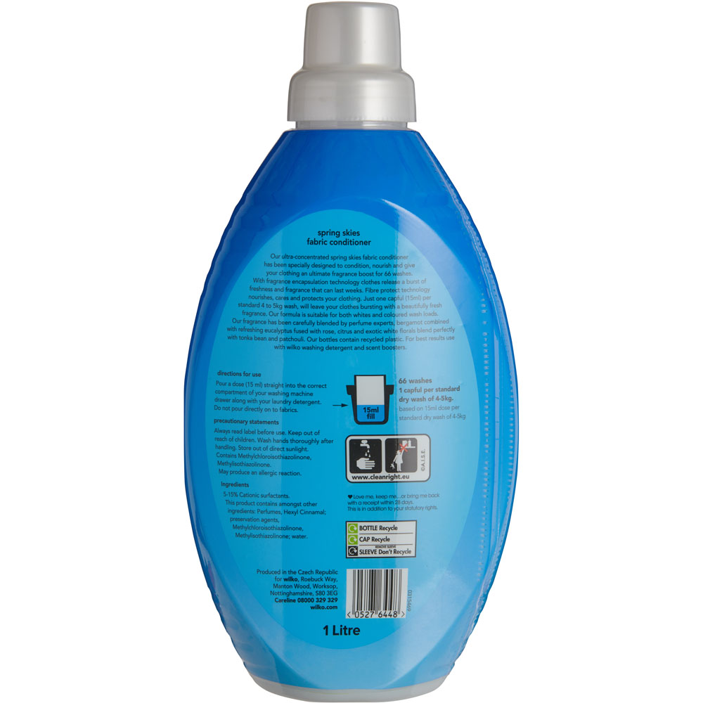 Wilko Spring Skies Concentrated Fabric Conditioner 66 Washes 1L Image 2